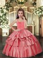 Coral Red Lace Up Straps Ruffled Layers Pageant Gowns For Girls Taffeta Sleeveless