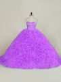 Lace Up Quince Ball Gowns Lavender for Sweet 16 and Quinceanera with Beading Court Train