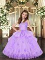 Discount Lavender Straps Neckline Appliques Kids Formal Wear Sleeveless Lace Up
