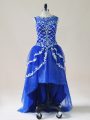 Royal Blue Scoop Zipper Beading and Appliques Prom Dress Sleeveless