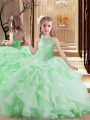 Tulle Scoop Sleeveless Lace Up Beading and Ruffles Little Girl Pageant Gowns in