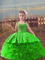 Elegant Embroidery Kids Formal Wear Lace Up Sleeveless Sweep Train