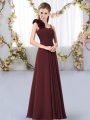 Brown Straps Lace Up Hand Made Flower Vestidos de Damas Sleeveless