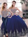 Suitable Beading and Embroidery Sweet 16 Dresses Royal Blue Lace Up Sleeveless Floor Length