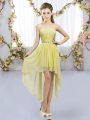 Great Yellow Sleeveless Beading High Low Court Dresses for Sweet 16