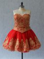 Gorgeous Mini Length Red Evening Dress Sweetheart Sleeveless Lace Up