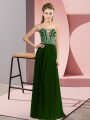 Admirable Olive Green Sweetheart Lace Up Beading Prom Evening Gown Sleeveless