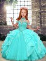 Great Sleeveless Beading and Ruffles Lace Up Little Girls Pageant Gowns