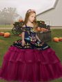 Top Selling Floor Length Fuchsia Pageant Dress Toddler Straps Sleeveless Lace Up