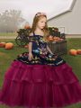 Top Selling Floor Length Fuchsia Pageant Dress Toddler Straps Sleeveless Lace Up