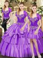 Lavender Sweetheart Neckline Beading and Ruffled Layers Sweet 16 Quinceanera Dress Sleeveless Lace Up