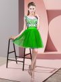 Sophisticated Mini Length Green Court Dresses for Sweet 16 Bateau Sleeveless Zipper