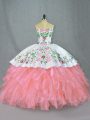 Flirting Ball Gowns Quinceanera Dress Pink Sweetheart Organza Sleeveless Floor Length Lace Up