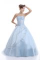 Edgy Floor Length Light Blue 15 Quinceanera Dress Sweetheart Sleeveless Lace Up