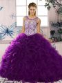 Sumptuous Floor Length Ball Gowns Sleeveless Purple Quince Ball Gowns Lace Up
