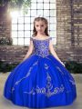 Sweet Royal Blue Sleeveless Tulle Lace Up Pageant Gowns For Girls for Party and Military Ball and Wedding Party