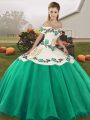 Discount Turquoise Lace Up Off The Shoulder Embroidery Vestidos de Quinceanera Organza Sleeveless