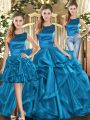 Exquisite Sleeveless Floor Length Ruffles Lace Up Sweet 16 Dress with Teal