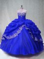 Royal Blue Sweetheart Lace Up Beading and Appliques and Pick Ups Sweet 16 Dresses Sleeveless
