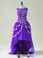 Colorful Purple Sleeveless Tulle Zipper Prom Dress for Prom and Party