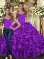 Sleeveless Ruffles Lace Up Quinceanera Gown