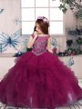 Ball Gowns Little Girl Pageant Gowns Fuchsia Scoop Organza Sleeveless Floor Length Zipper