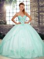 Fitting Floor Length Ball Gowns Sleeveless Apple Green Quinceanera Gowns Lace Up
