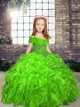 Low Price Sleeveless Floor Length Beading and Ruffles Lace Up Pageant Dress