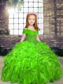 Low Price Sleeveless Floor Length Beading and Ruffles Lace Up Pageant Dress