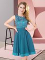 Glorious Mini Length Empire Sleeveless Teal Quinceanera Court of Honor Dress Backless