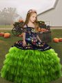 Fashion Olive Green Ball Gowns Straps Sleeveless Organza Floor Length Lace Up Embroidery Little Girls Pageant Dress