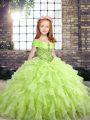 Sleeveless Beading Lace Up Little Girls Pageant Dress