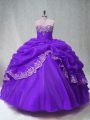 Organza Sleeveless Floor Length 15th Birthday Dress and Beading and Appliques and Pick Ups