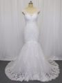 White Bridal Gown Wedding Party with Lace Scoop Sleeveless Brush Train Clasp Handle