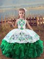 Scoop Sleeveless Lace Up Girls Pageant Dresses Green Organza