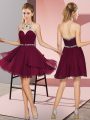 Burgundy Prom Dresses Prom and Party with Beading Halter Top Sleeveless Zipper