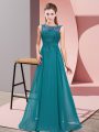 Low Price Floor Length Zipper Damas Dress Teal for Wedding Party with Beading and Appliques