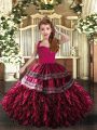New Arrival Straps Sleeveless Organza Girls Pageant Dresses Appliques and Ruffles Lace Up