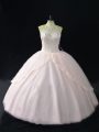 Designer Sleeveless Lace Up Floor Length Beading and Appliques Sweet 16 Quinceanera Dress