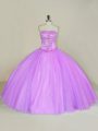 Pretty Floor Length Lilac Ball Gown Prom Dress Strapless Sleeveless Lace Up