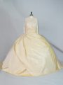 Charming Yellow Ball Gowns Lace 15th Birthday Dress Lace Up Taffeta Long Sleeves