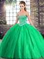 Free and Easy Green Sleeveless Beading Lace Up Vestidos de Quinceanera