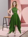 Graceful Green Sleeveless Asymmetrical Beading and Sequins Zipper Prom Dress