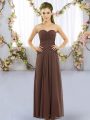Brown Lace Up Sweetheart Ruching Vestidos de Damas Chiffon Sleeveless