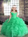 New Style Floor Length Ball Gowns Sleeveless Apple Green Little Girl Pageant Dress Lace Up