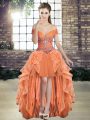 Wonderful High Low A-line Sleeveless Orange Lace Up