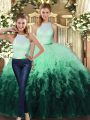 Custom Designed Multi-color Sleeveless Floor Length Ruffles Backless Quinceanera Gown