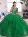 Charming Floor Length Green Sweet 16 Dress Scoop Sleeveless Zipper