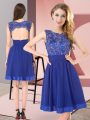 Hot Selling Mini Length Royal Blue Quinceanera Court of Honor Dress Scoop Sleeveless Backless