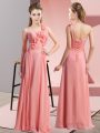 Stunning Hand Made Flower Wedding Party Dress Watermelon Red Lace Up Sleeveless Floor Length